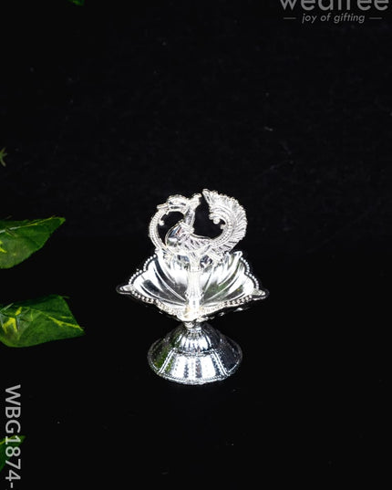 Annapakshi Diya - Silver - 3 inch - WBG1874-2 - White Metal Diya RG