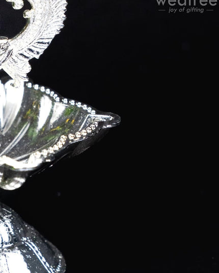Annapakshi Diya - Silver - 3 inch - WBG1874-2 - White Metal Diya RG