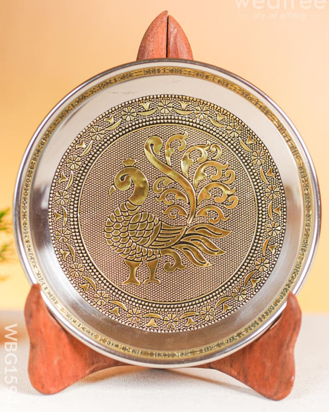 Annapkshi Oxidized Plate - 6 inch - Gold - WBG1594-1 Trays & Plates RG
