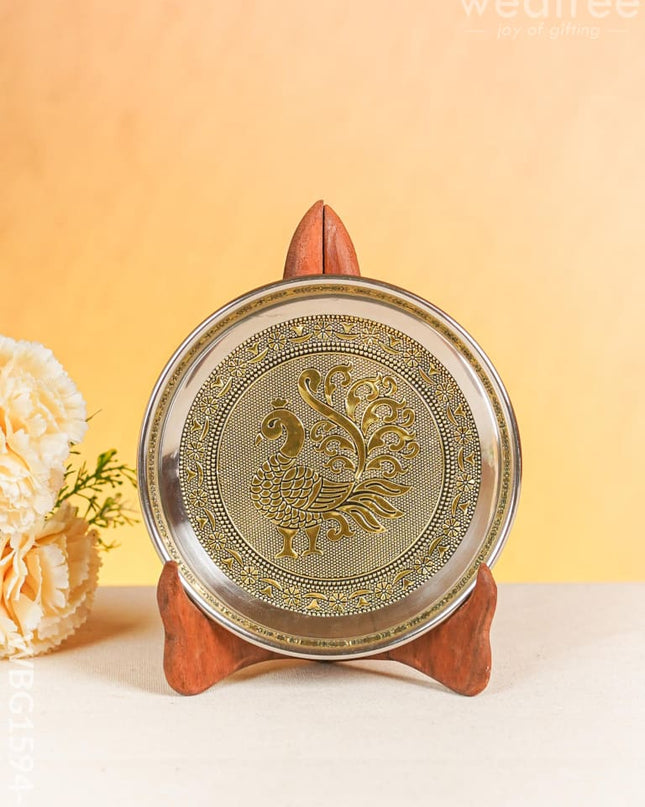 Annapkshi Oxidized Plate - 6 inch - Gold - WBG1594-1 Trays & Plates RG
