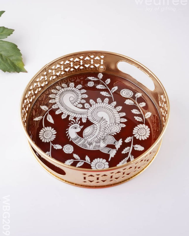 Annapakshi Printed Tray - 8 inch - WBG2093 - Trays & Plates RG
