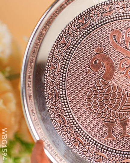 Annapkshi Oxidized Plate - 6 inch - Copper - WBG1594-2 Trays & Plates RG