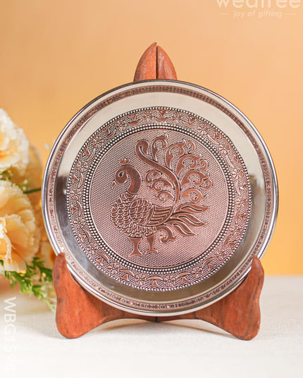 Annapkshi Oxidized Plate - 6 inch - Copper - WBG1594-2 Trays & Plates RG