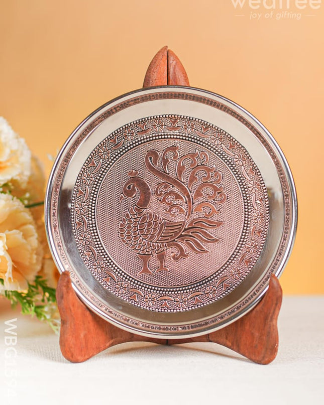 Annapkshi Oxidized Plate - 6 inch - Copper - WBG1594-2 Trays & Plates RG