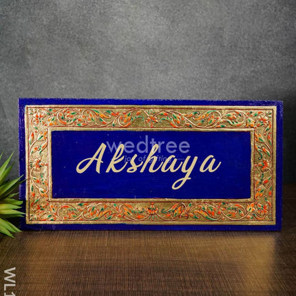 Antique Name Plate - Hand Painted 6X12 Blue Wl1706-1 Plates