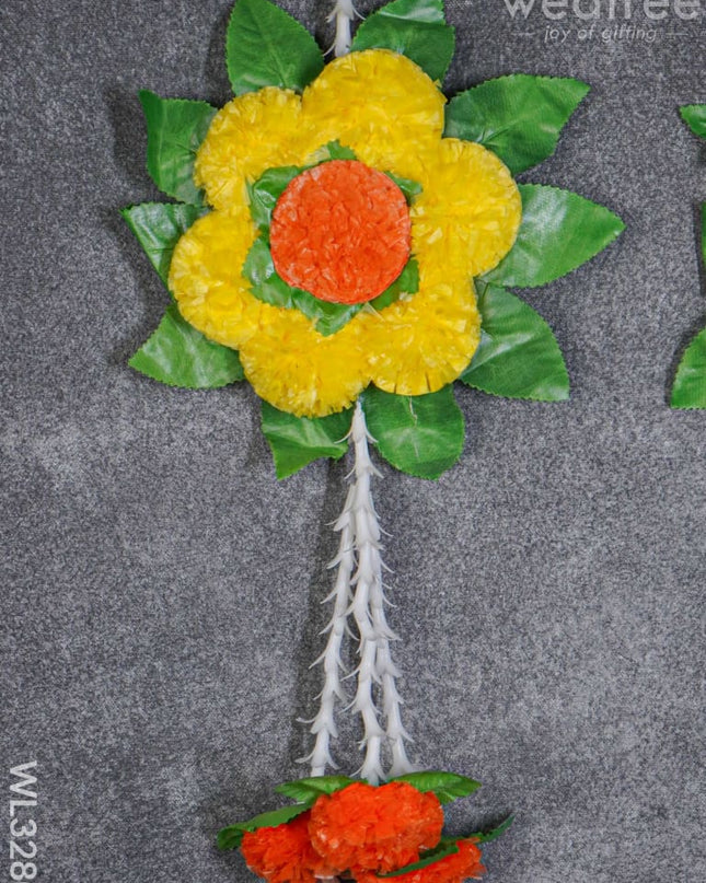 Leaf With Floral Wall Hanging - Set Of 2 Wl3280 Thorans