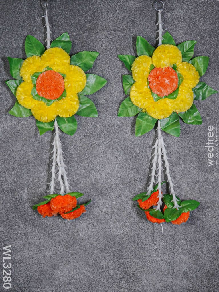Leaf With Floral Wall Hanging - Set Of 2 Wl3280 Thorans