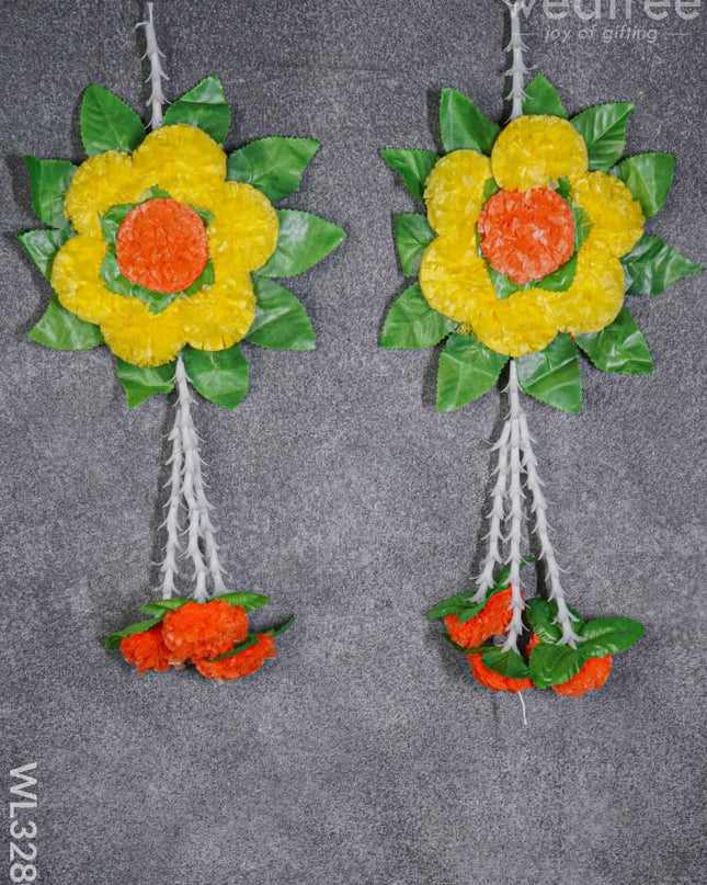 Leaf With Floral Wall Hanging - Set Of 2 Wl3280 Thorans