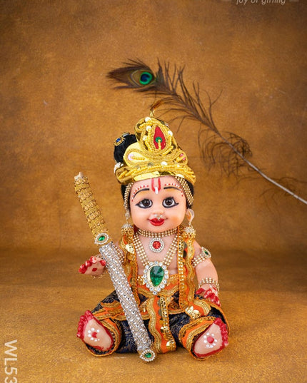 Baby Krishna with Flute Doll - 11 inch - WL5372 - Dolls
