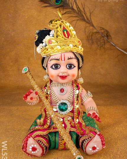 Baby Krishna with Flute Doll - 11 inch - WL5372 - Dolls