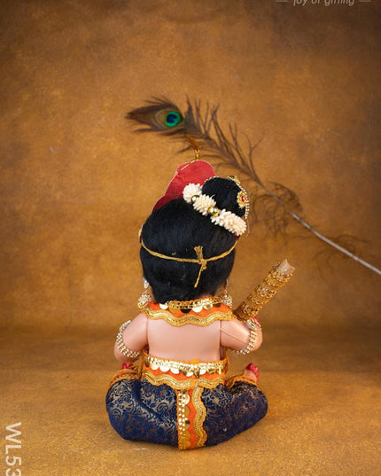 Baby Krishna with Flute Doll - 11 inch - WL5372 - Dolls