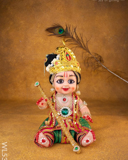 Baby Krishna with Flute Doll - 11 inch - WL5372 - Dolls