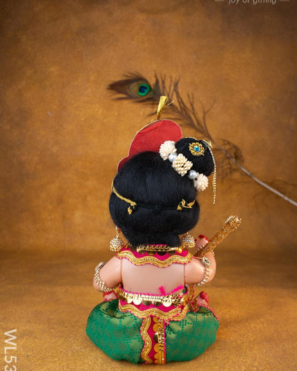 Baby Krishna with Flute Doll - 11 inch - WL5372 - Dolls