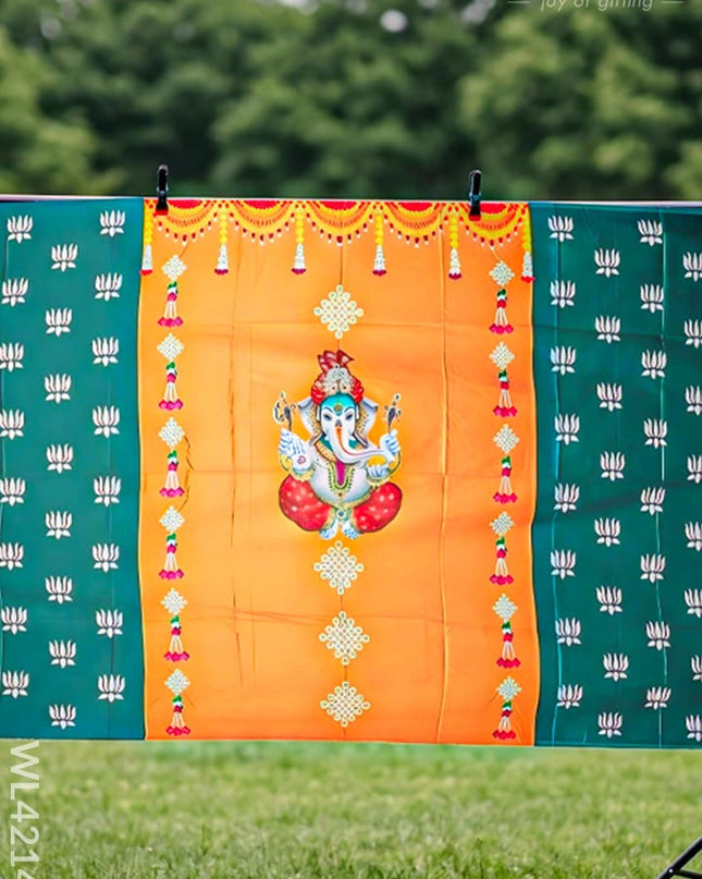 Back Drop - Ganesha with Pichwai Design - WL4214-2 - Backdrops