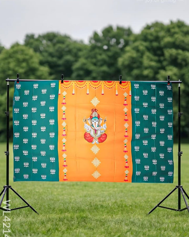 Back Drop - Ganesha with Pichwai Design - WL4214-2 - Backdrops