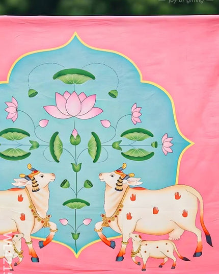 Back Drop - Lotus with Cow Design - WL4215-6 - Backdrops
