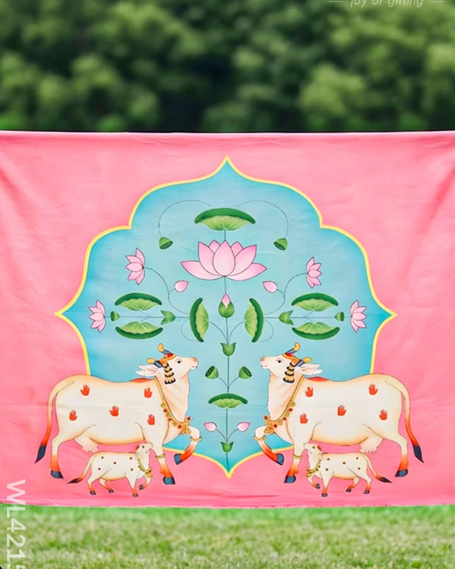 Back Drop - Lotus with Cow Design - WL4215-6 - Backdrops