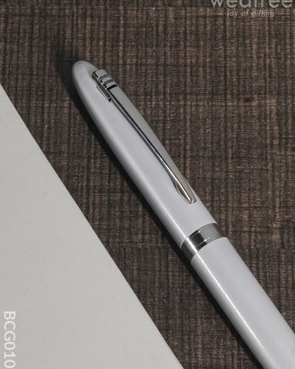 Ball Point Roller Pen (Pearl White Finish) - Bcg0100 Office Utility