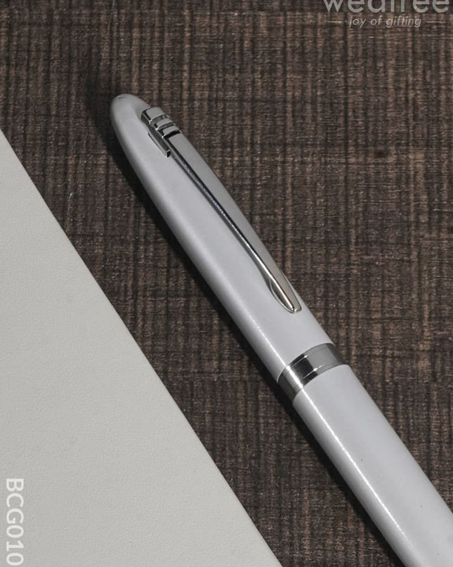 Ball Point Roller Pen (Pearl White Finish) - Bcg0100 Office Utility