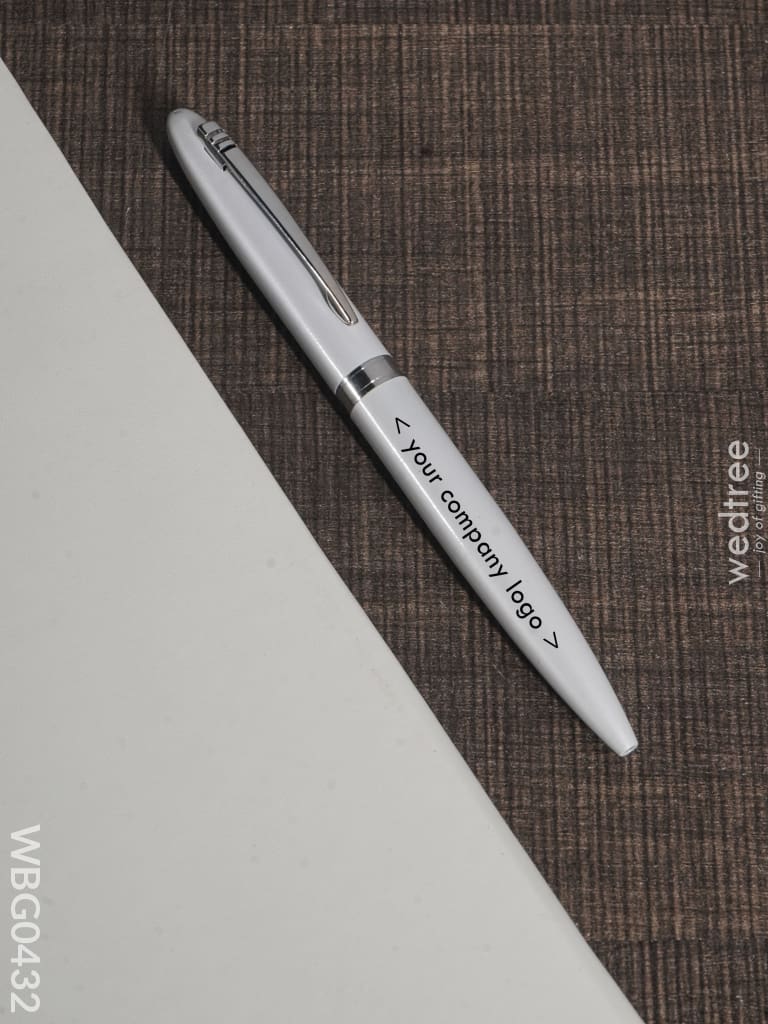Ball Point Roller Pen (Pearl White Finish) - Wbg0432 Corporate Gifts