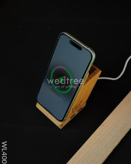 Bamboo Wireless Charger Usb Hub With Penstand - 15W Wl4003 Personalised Gifts