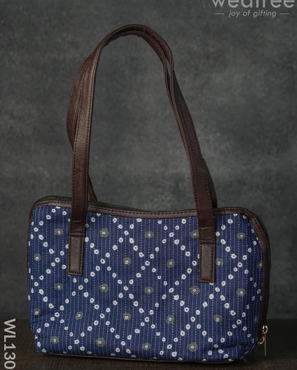 Bandhani Print Handbag - Blue And White Wl1305 Regular Handbags