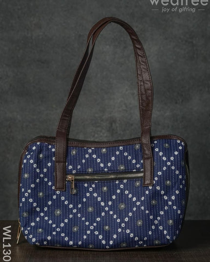 Bandhani Print Handbag - Blue And White Wl1305 Regular Handbags