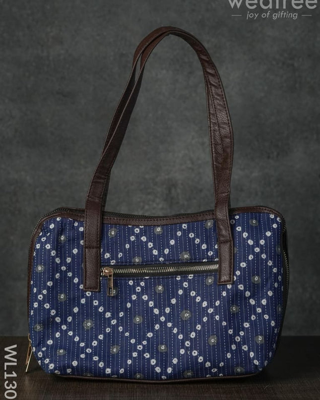 Bandhani Print Handbag - Blue And White Wl1305 Regular Handbags