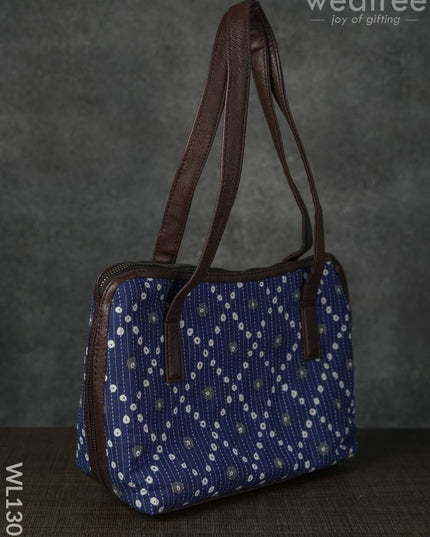 Bandhani Print Handbag - Blue And White Wl1305 Regular Handbags