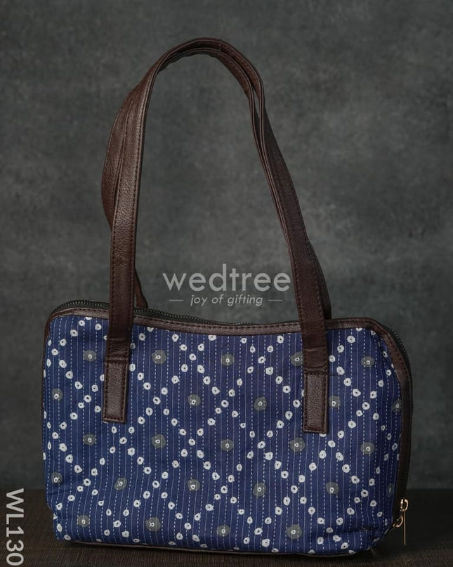 Bandhani Print Handbag - Blue And White Wl1305 Regular Handbags