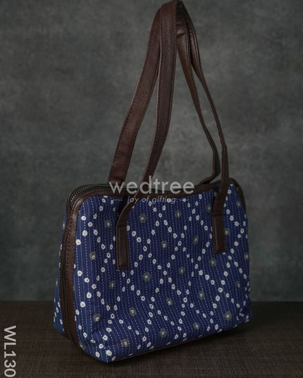Bandhani Print Handbag - Blue And White Wl1305 Regular Handbags