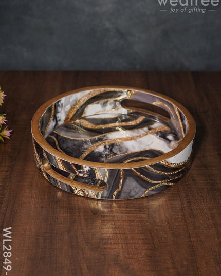 Black & Gold Abstract Digital Printed Tray - Set Of 3 Wl2849 Small Wooden Trays