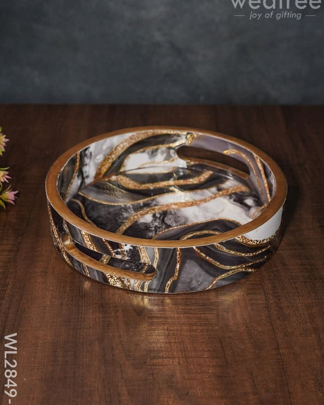 Black & Gold Abstract Digital Printed Tray - Set Of 3 Wl2849 Small Wooden Trays