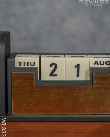 Black Matte Finish Pen Stand With Clock & Calender - Wl3339 Corporate Gifts