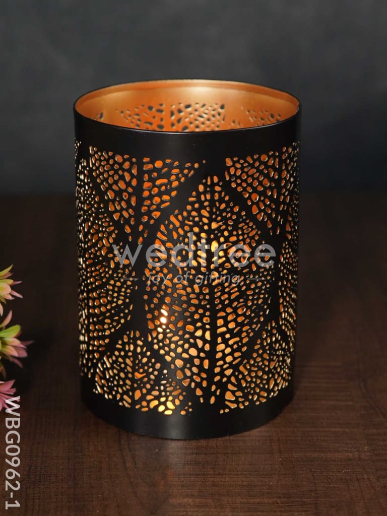 Black Matte Votive In Jhaali Pattern - Wbg0962 Candles