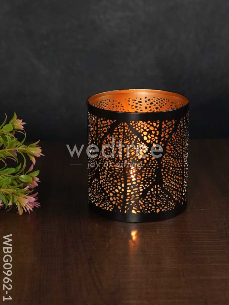 Black Matte Votive In Jhaali Pattern - Wbg0962 Candles