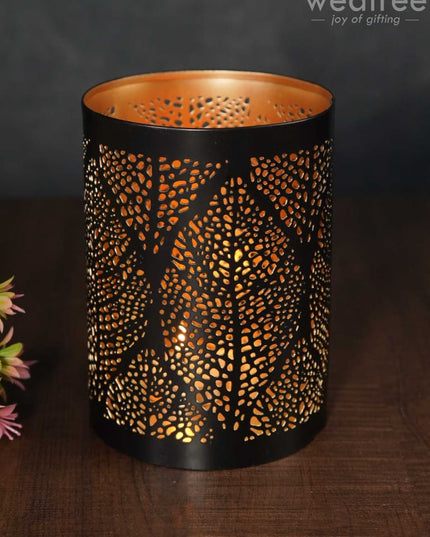 Black Matte Votive In Jhaali Pattern - Wbg0962 Candles