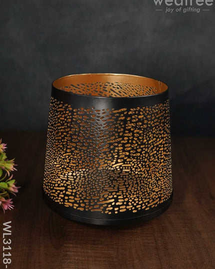 Black Matte Votive In Jhaali Pattern - Wl3118 Big Candles And Votives