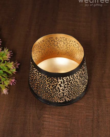 Black Matte Votive In Jhaali Pattern - Wl3118 Candles And Votives