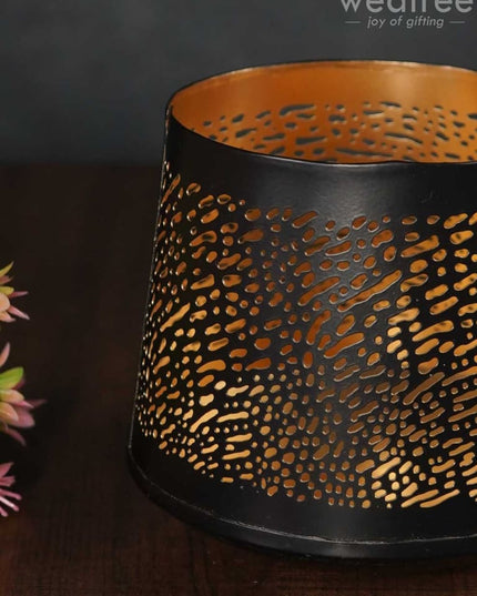 Black Matte Votive In Jhaali Pattern - Wl3118 Candles And Votives