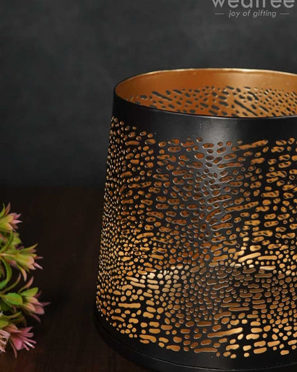 Black Matte Votive In Jhaali Pattern - Wl3118 Candles And Votives