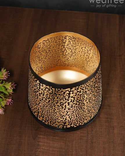 Black Matte Votive In Jhaali Pattern - Wl3118 Candles And Votives