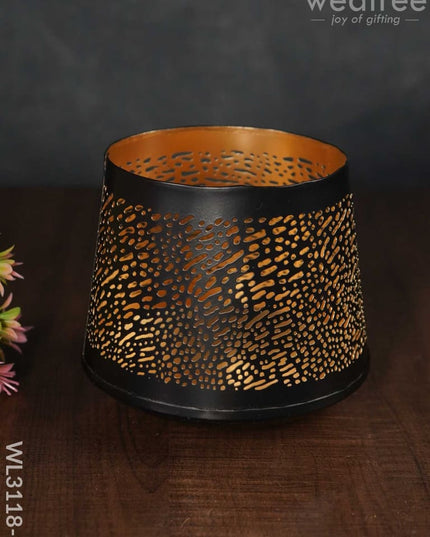 Black Matte Votive In Jhaali Pattern - Wl3118 Medium Candles And Votives
