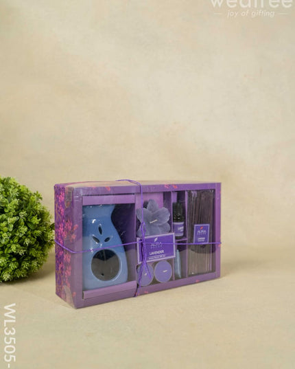 Blue Pottery Diffuser Candle Holder With Lavender Oil And Incense Sticks - Wl3505-2 Candles &