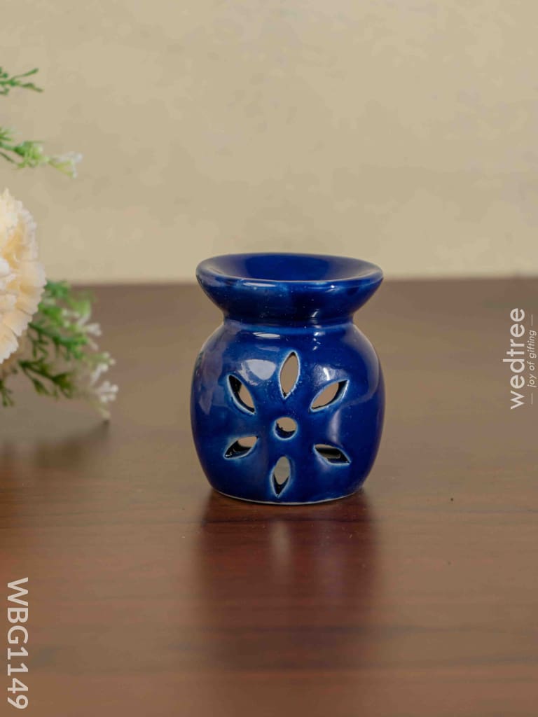 Blue Pottery Diffuser Candle Holder With Lavender Oil - Wbg1149 Home Decors