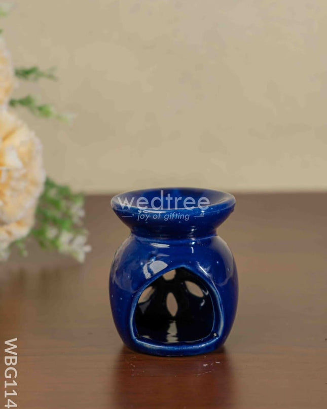 Blue Pottery Diffuser Candle Holder With Lavender Oil - Wbg1149 Home Decors