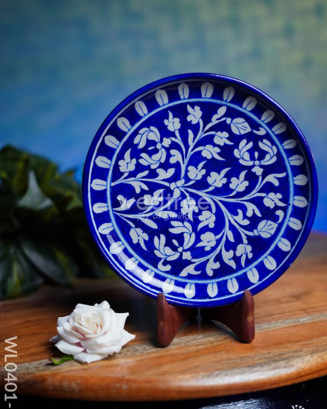 Blue Pottery Floral Plate - Wl0401 1