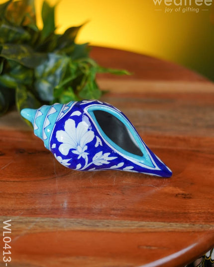 Blue Pottery Floral Shell - Wl0413 1