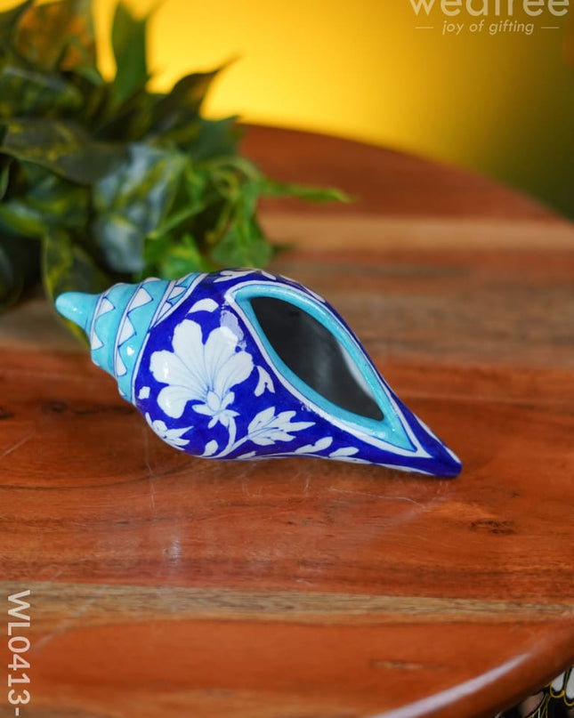 Blue Pottery Floral Shell - Wl0413 1