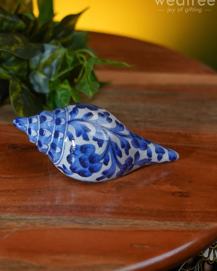 Blue Pottery Floral Shell - Wl0413